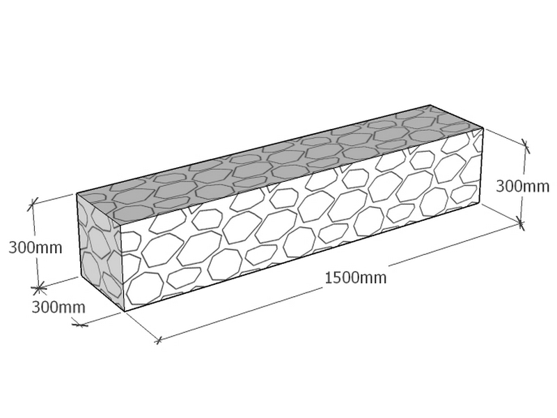 Retaining 1.5m L x 300mm Thick x 300mm Tall 4.5mm