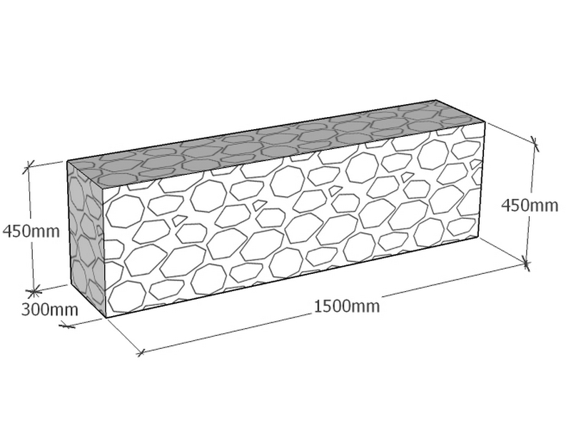 Retaining 1.5m L x 300mm Thick x 450mm Tall 4.5mm