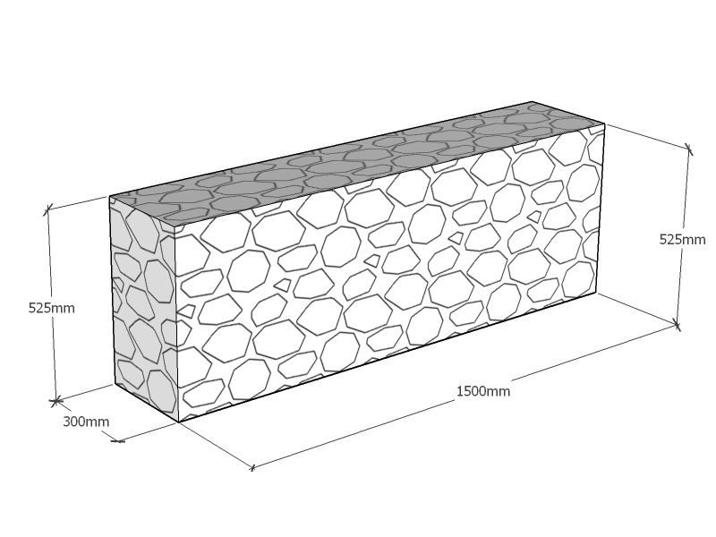 Retaining 1.5m L x 300mm Thick x 525mm Tall 4.5mm