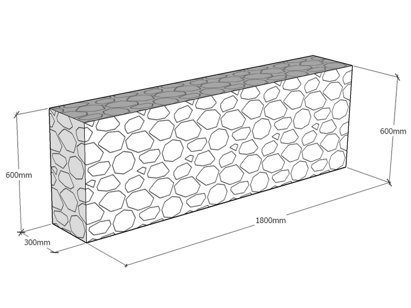 Retaining 1.8m L x 300mm Thick x 600mm Tall 4.5mm