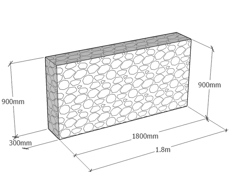 Retaining 1.8m L x 300mm Thick x 900mm Tall 4.5mm