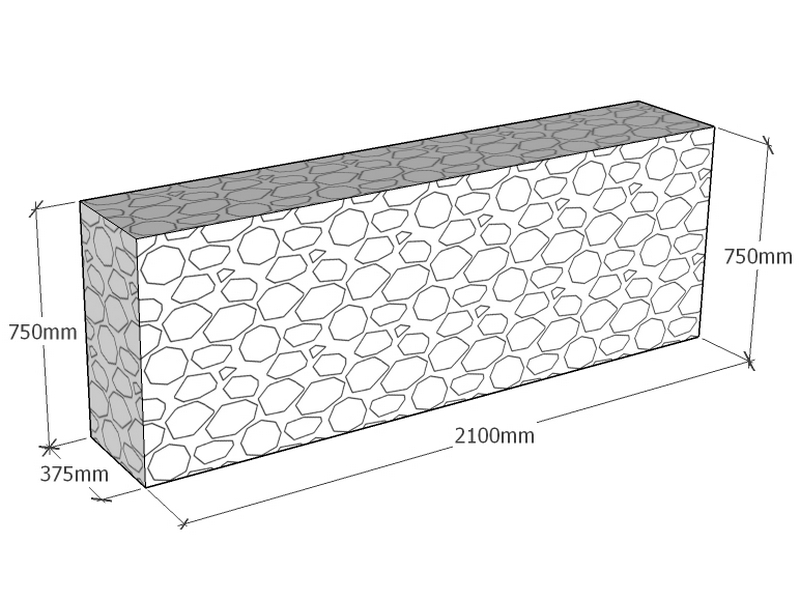 Retaining 2.1m L x 375mm Thick x 750mm Tall 4.5mm