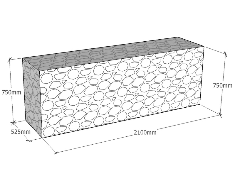 Retaining 2.1m L x 525mm Thick x 750mm Tall 4.5mm