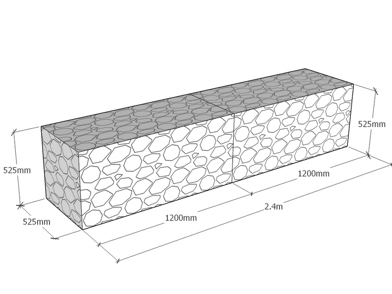 Retaining 2.4m L x 525mm Thick x 525mm Tall 4.5mm
