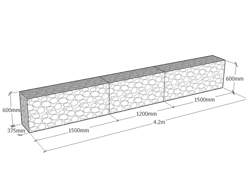 Retaining 4.2m L x 375mm Thick x 600mm Tall 4.5mm