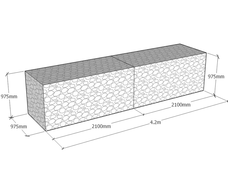 Retaining 4.2m L x 975mm Thick x 975mm Tall 4.5mm