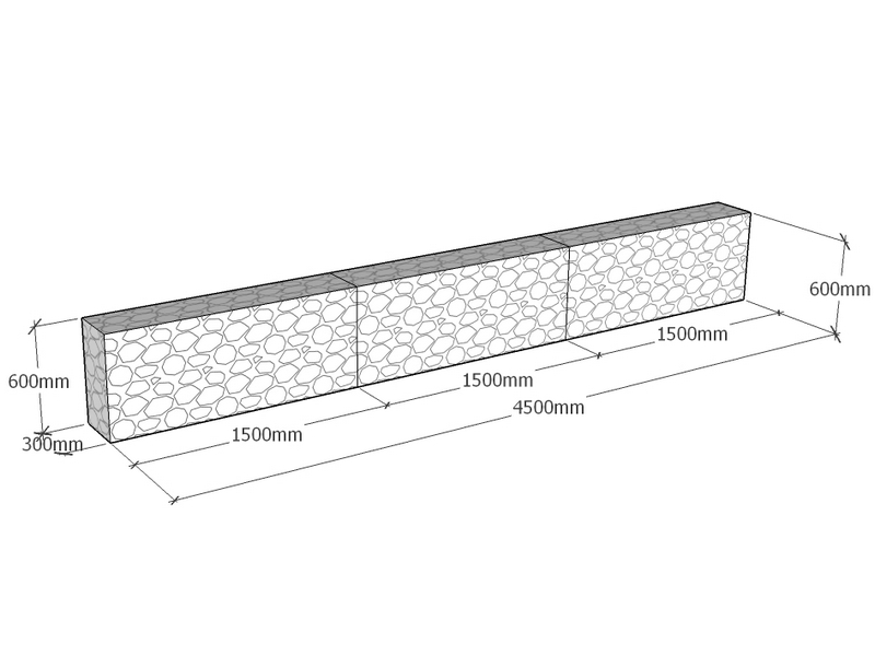 Retaining 4.5m L x 300mm Thick x 600mm Tall 4.5mm