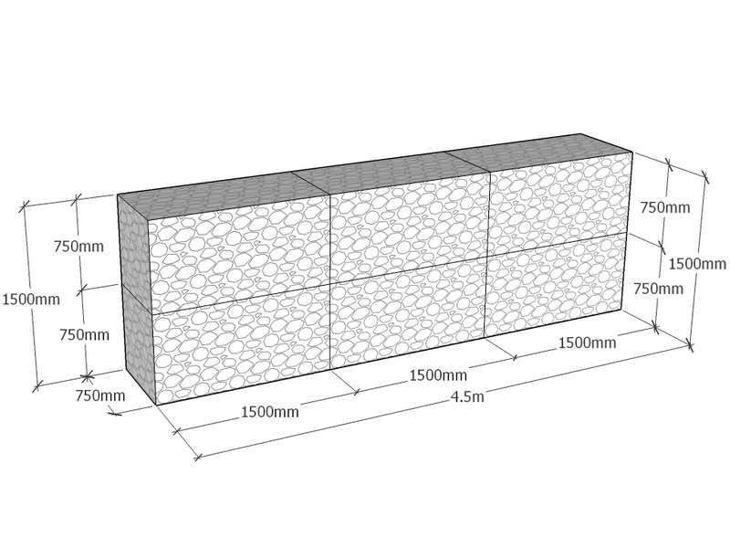 Retaining 4.5m L x 750mm Thick x 1500mm Tall 4.5mm
