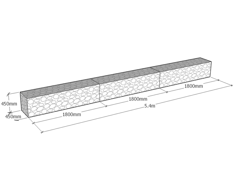Retaining 5.4m L x 450mm Thick x 450mm Tall 4.5mm
