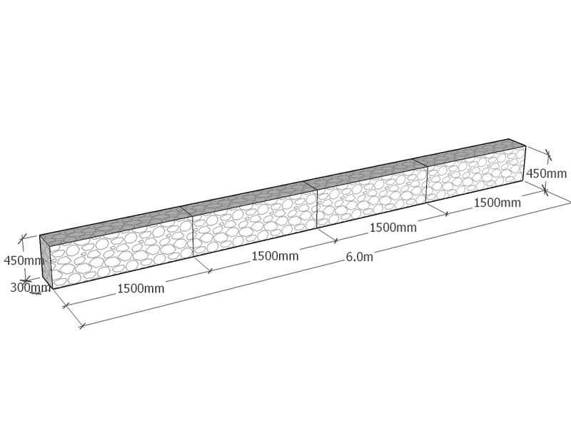 Retaining 6.0m L x 300mm Thick x 450mm Tall 4.5mm