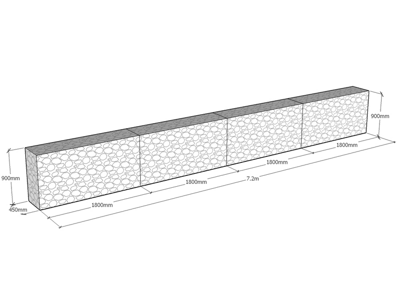 Retaining 7.2m L x 450mm Thick x 900mm Tall 4.5mm