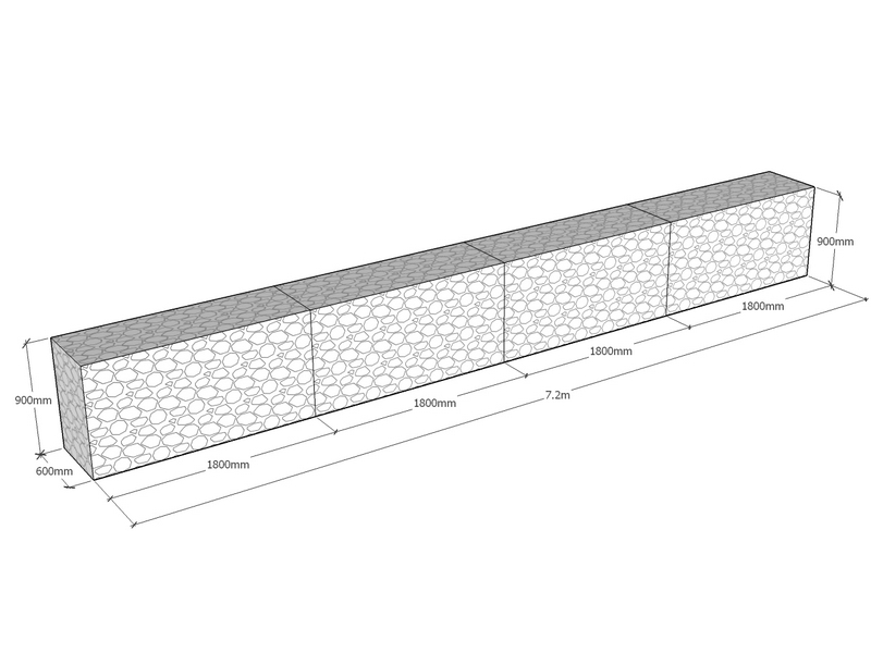 Retaining 7.2m L x 600mm Thick x 900mm Tall 4.5mm